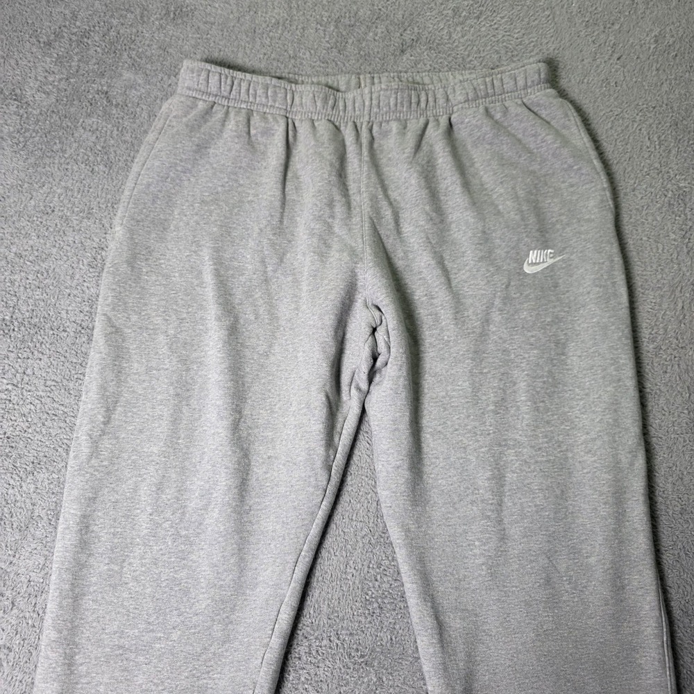 Nike Mens XXL Sweatpants Gray Fleece Joggers Embroidered Logo Straight Leg